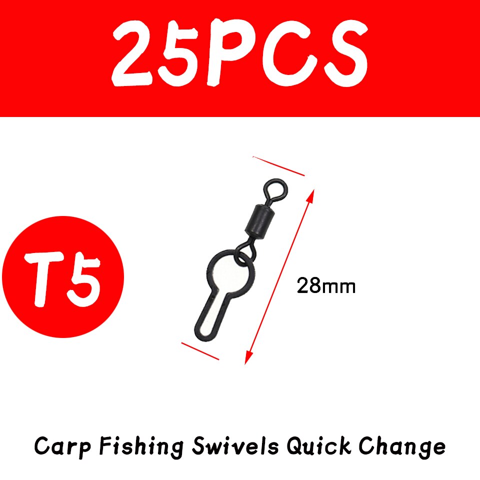 JIGEECARP girelle da pesca alla carpa da 25 pezzi Snap a cambio rapido per attrezzatura da pesca alla carpa attrezzatura da pesca terminale: 25pcs T5