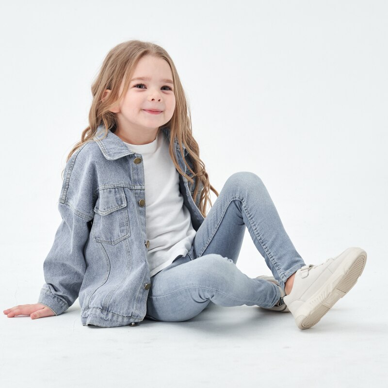 mädchen volle hülse einreiher paket knapp Karikatur Smiley Denim Mantel jacke kleinkind freundlicher Baby mädchen kleidung 0-6Y