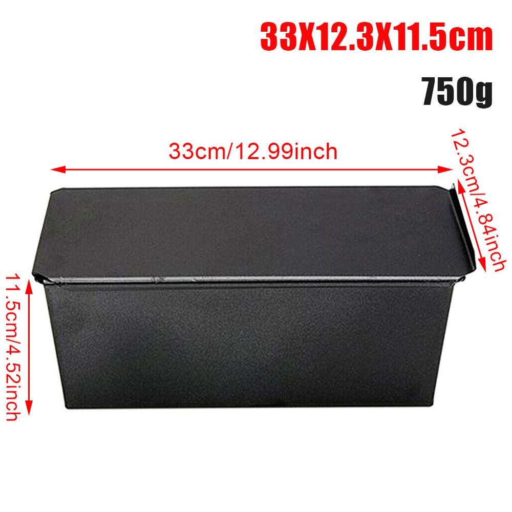 Non-Stick Bread Loaf Meatloaf Pan Black with Lid Iron Toast Mold Kitchen Bakeware French Bread Tray Baking Oven Shape Bake Suppl: 750g