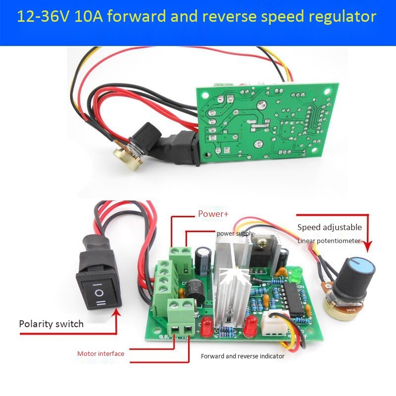 HLZS-PWM DC Motor Speed Controller Switch DC 20A Current Regulator 10-60V PWM DC Controller 150W 12V 24V 36V 48V