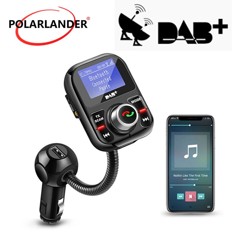 LCD Display TF USB Bluetooth Antenna Charging Ports Car Kit MP3 Player FM Transmitter Hands free Digital DAB/DAB+ Receiver