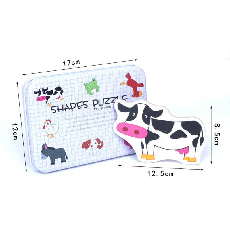 Baby Speelgoed Ijzeren Doos Houten Kaart Voertuig Fruit Dieren 3D Puzzel Spel Speelgoed Baby Vroege Educatief Training Cognitieve Puzzels