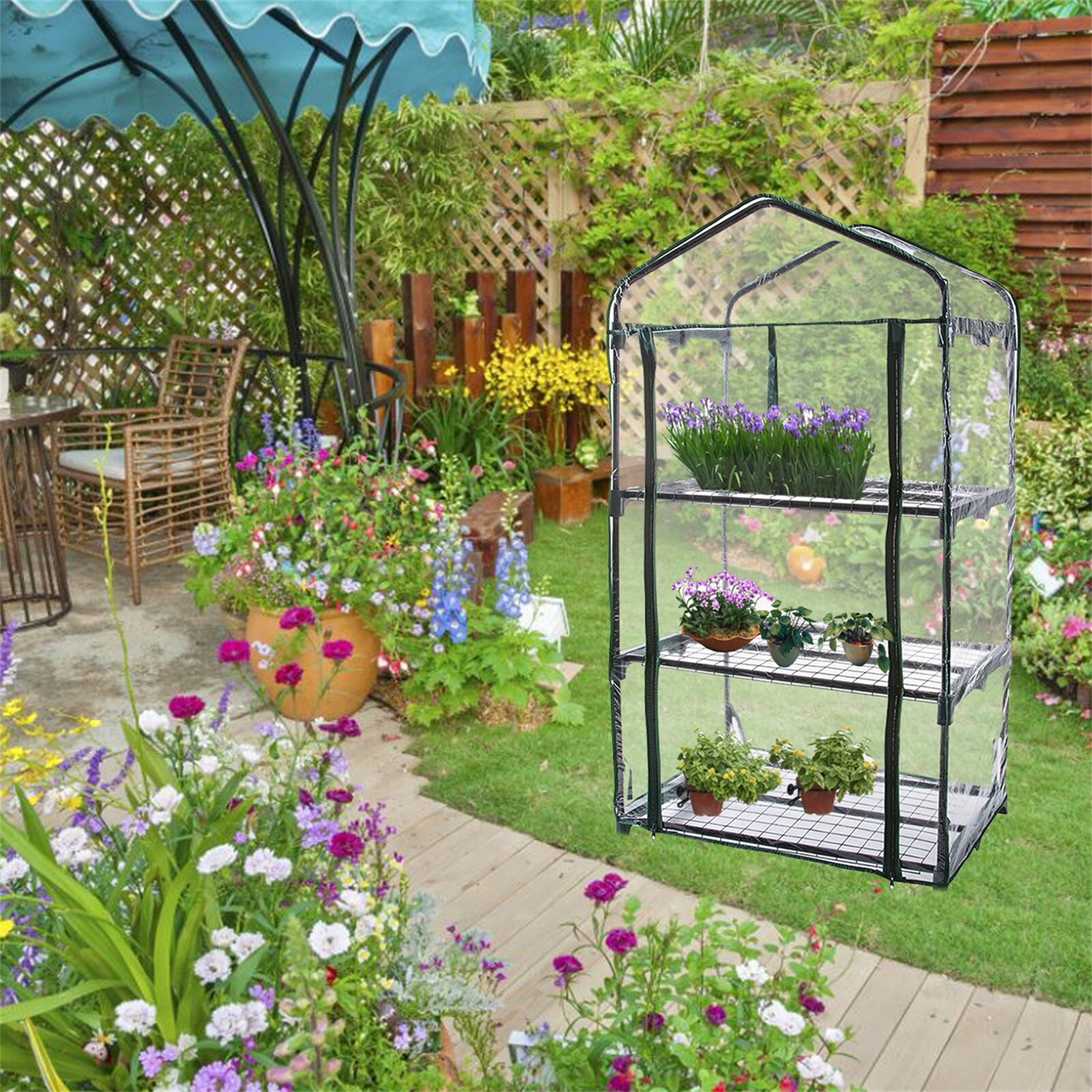 Plant protective cover PVC Garden Conservatory Household Plant Greenhouse Shed Excluding Iron Frame Mini Conservatory Cover