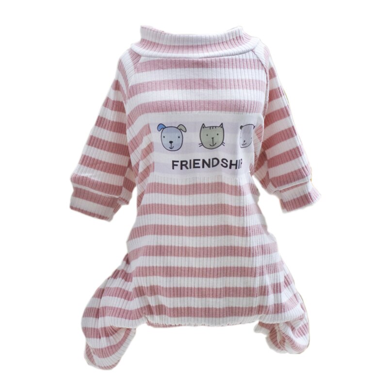 Mjuk bomull hund katt jumpsuit pyjamas för små hundar pudel yorkshire french bulldog katten overall maskota kläder kläder: L-kostym 3.0-4.5kg / Tre hund rosa
