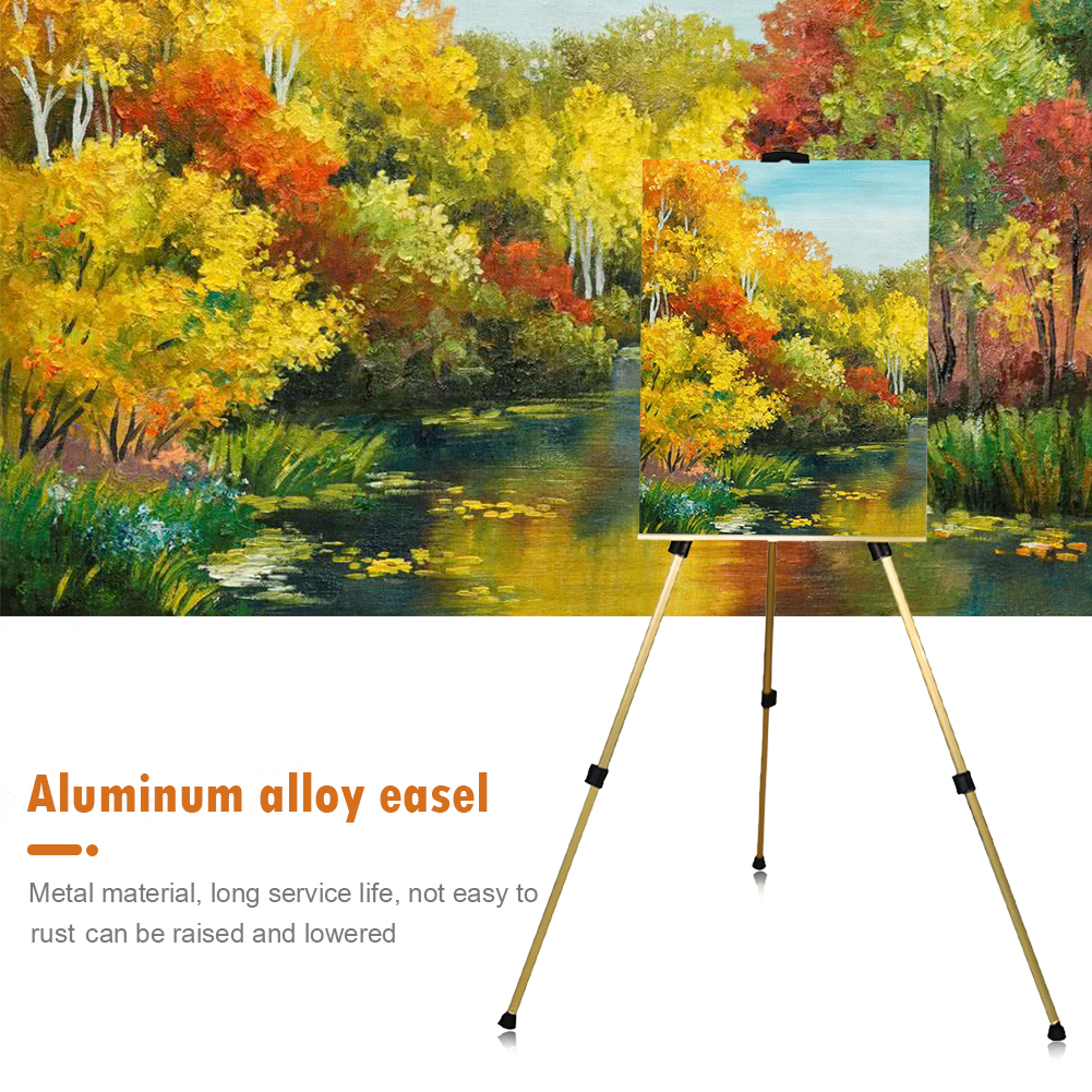 63in Portable Metal Easel Adjustable Sketch Painting Drawing Stand Aluminum Alloy Travel Triangle Easel For Artist Art Supplies