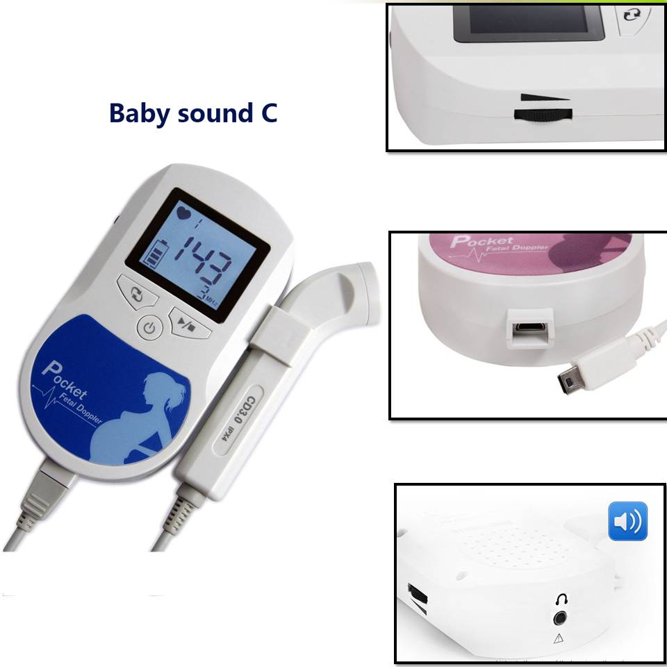 Foetale Doppler Ultrasound Baby Hartslag Detector Home Zwangere Doppler Baby Hartslagmeter Pocket Doppler 3.0MHz