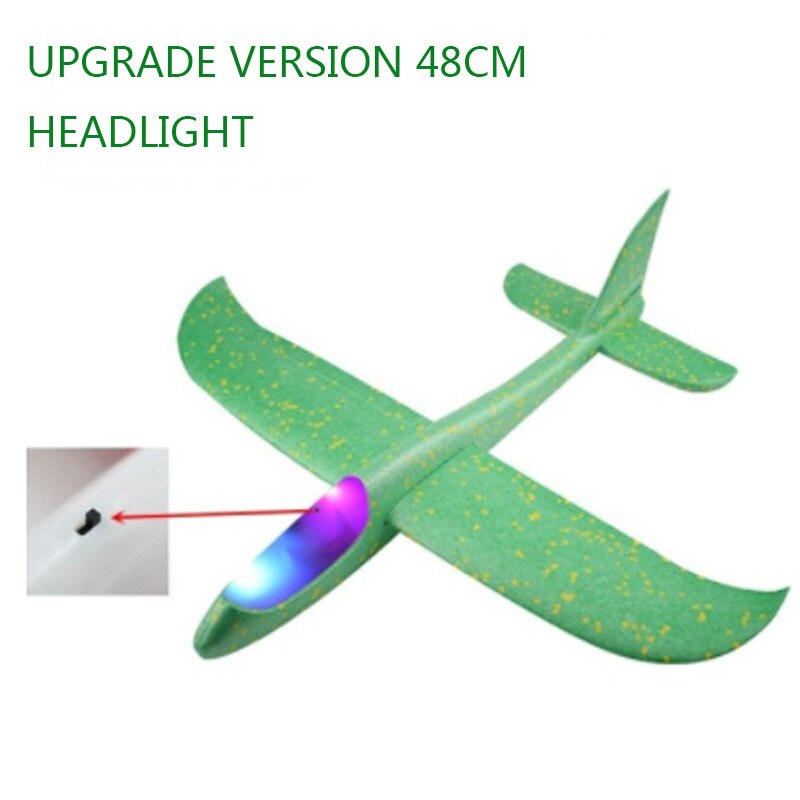 48CM Manual Throwing Foam Aircraft Manually Launching Aircraft Toys Educational Model Toys Children&#39;s Outdoor Sports Games Toys: LED Green 48cm