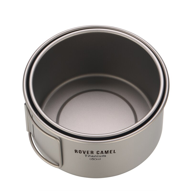 Titanium Bowls with Folding Handles Dinner Food Container for Outdoor Camping Heat-insulating Bowl Set 400/450ML