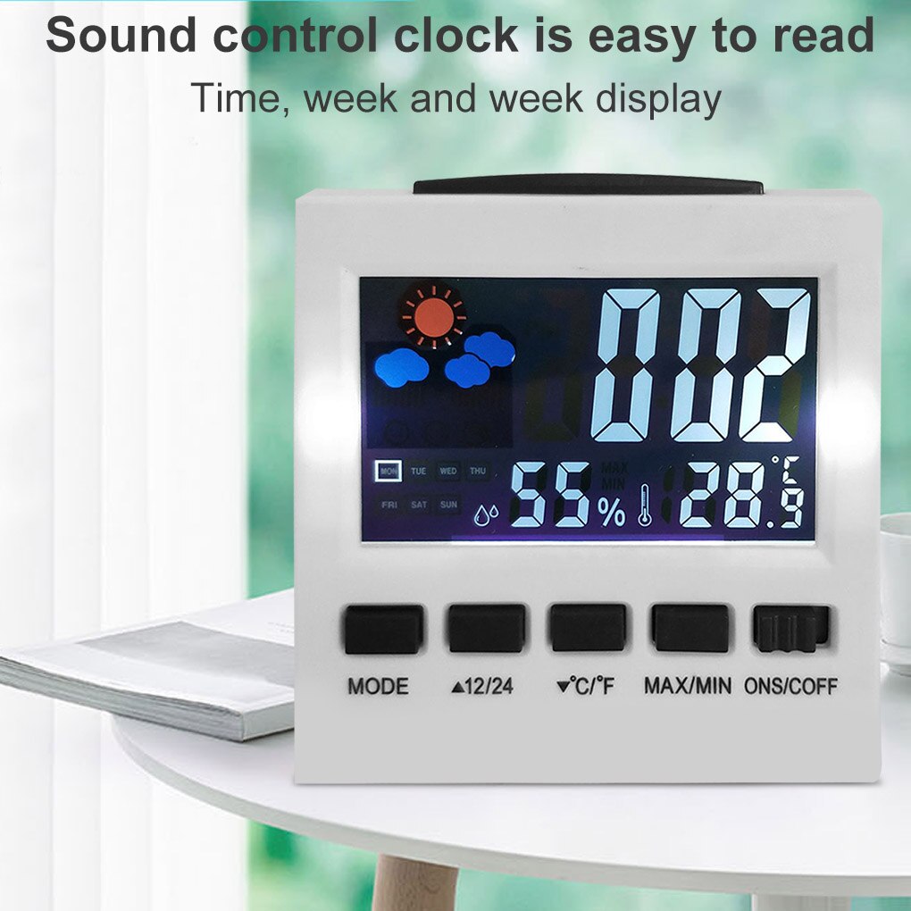 Portable Digital Clock Date Week Time LED Display Backlit Desktop Clock Home Office Digital Calendar