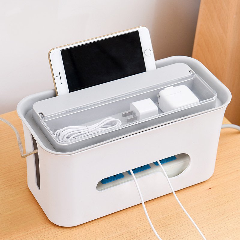 Plastic Wire Storage Box Wire Line Collection Power Strip Cable Organizer Box Winder Container Manager Storage Case Holder