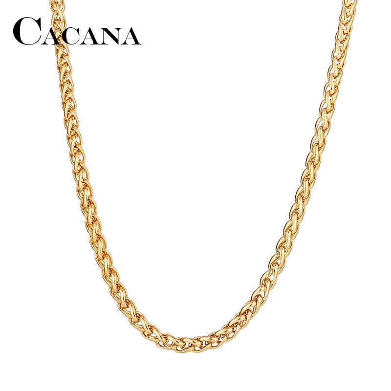 CACANA Stainless Steel Chain Necklaces For Man Women Gold Silver Color For Pendant Flower Basket Donot Fade Jewelry N1914