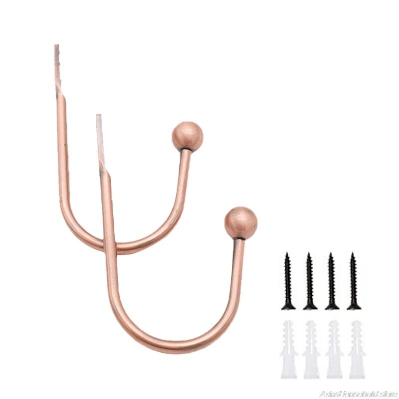 Aluminum Alloy Curtain Tieback Hook with Screws Wall Mount Heavy Duty U Shaped Hook Anti Deform Home Dorm Curtain Hook: 2