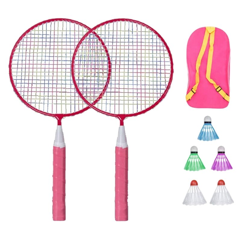 Juego de bádminton para niños, raquetas de deporte, raquetas de tenis Junior, juego de raqueta, juguetes al aire libre: Pink
