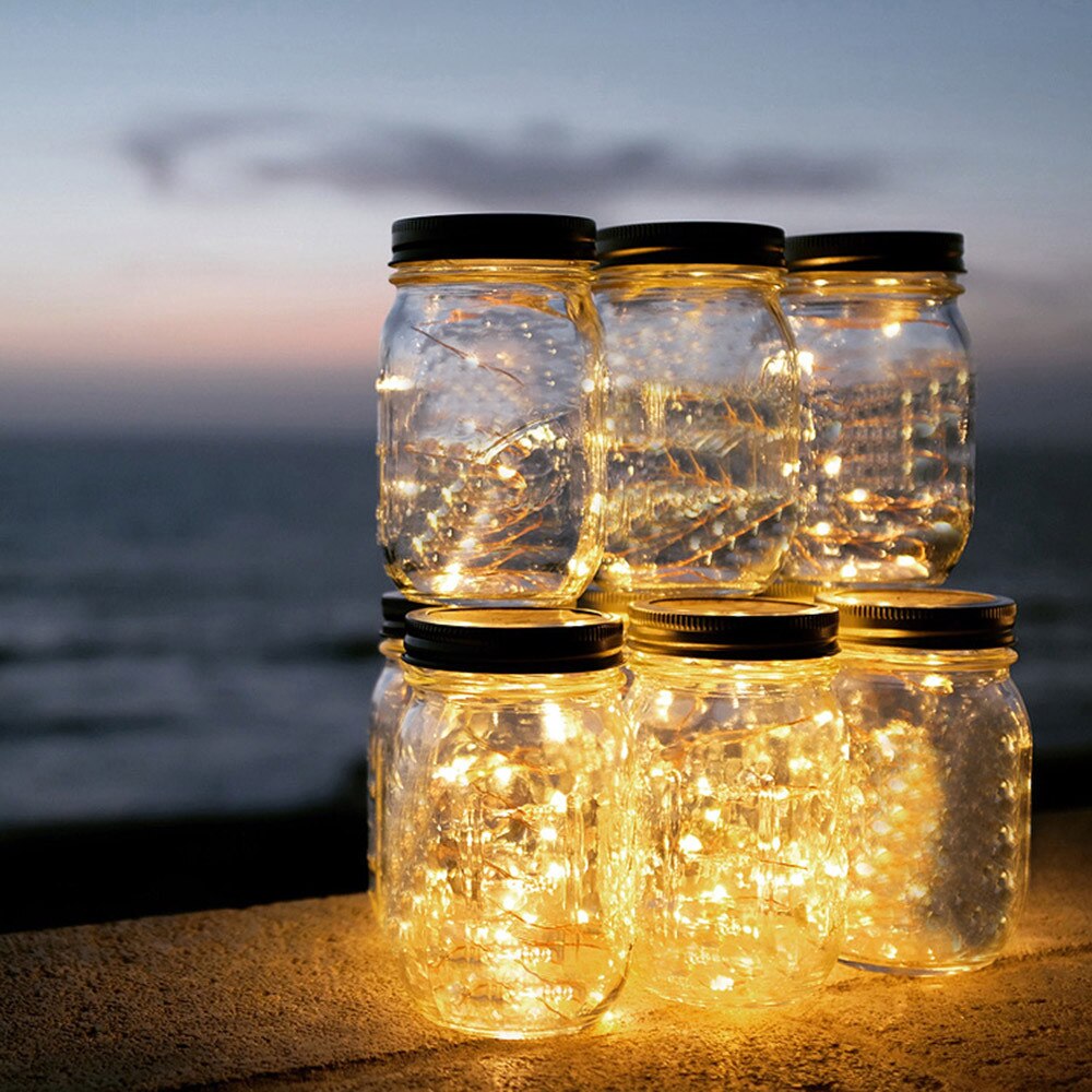 Sun Glass Solar Mason Jar Light Bottle Lamp Outdoor Mason Jar With Integrated Solar Panel And LEDs For Lighting Hanging Lamp