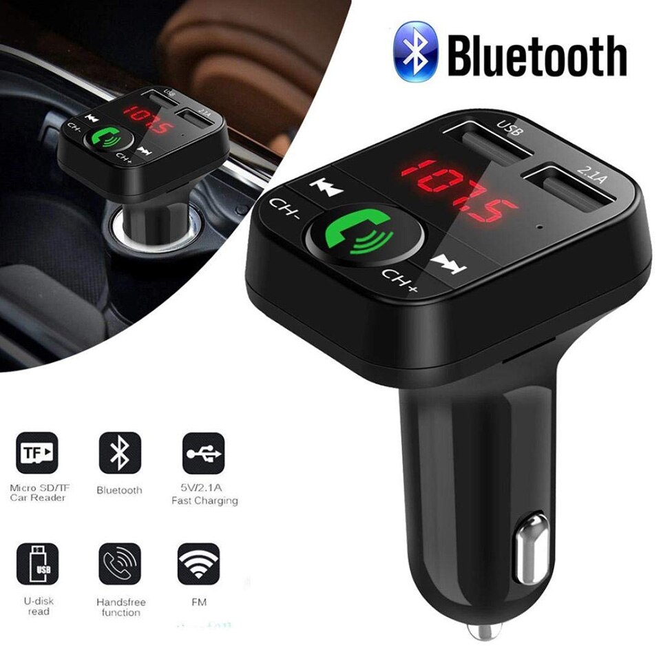 Tendway Auto Telefoon Oplader Draadloze Bluetooth Car Kit LED Display Mobiele Multi Usb Charger Fm-zender MP3 Speler Autolader