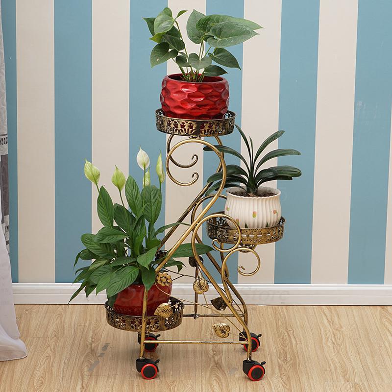 Iron flower stand rack multi-layer indoor balcony floor flower pot rack multi-function green rose hanging orchid shelf living