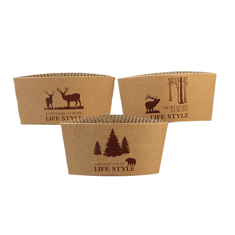 25PCS Disposable Cup Sleeve Paper Kraft Cold Drinks Tea Coffee Beverage For Coffee Shops Takeaway Water Bottle Party Decor: Random pattern2