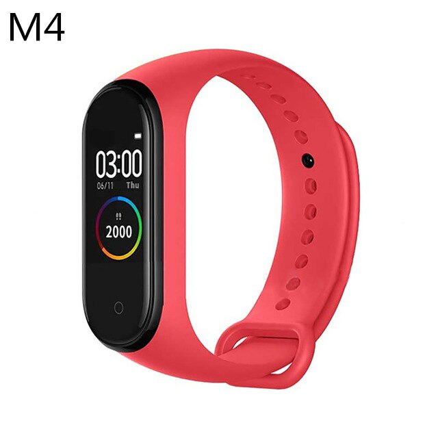M4 pro banda inteligente termômetro nova banda m4 rastreador de fitness freqüência cardíaca pressão arterial pulseira de fitness relógio inteligente para android ios: M4 Red