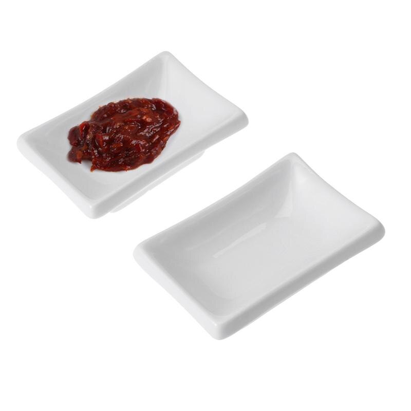 4PCS 3inch Ceramic Sauce Dishes Rectangular Sauce Fruit Dessert Plates Food Dipping Bowls Appetizer Plates