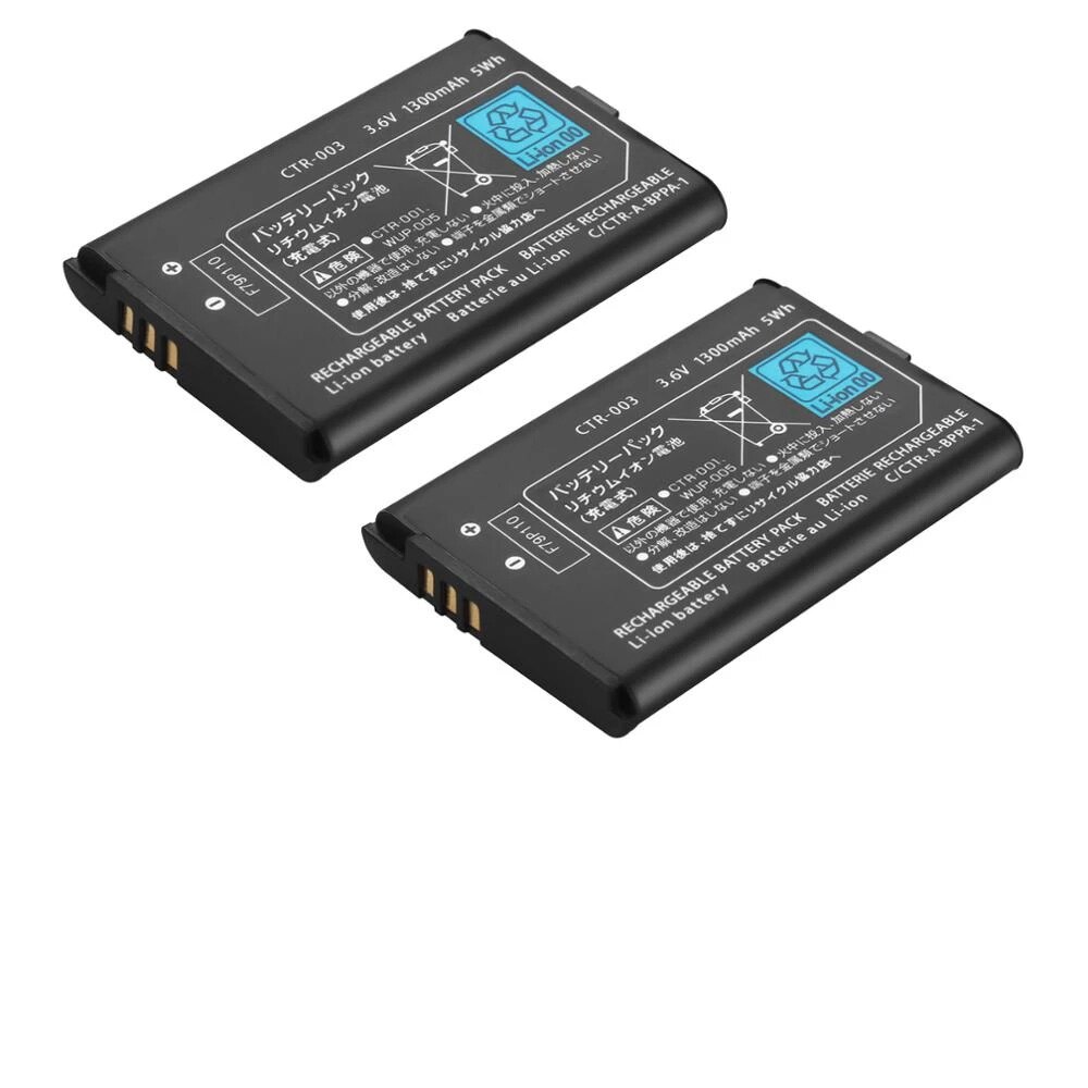 Batería de CTR-003 de 1300mAh para Nintendo Switch Pro, 2 piezas, mando inalámbrico 2DS XL, 3DS, CTR-001, Ene-001, MIN-CTR-001
