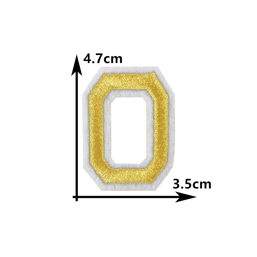 Parche bordado para planchar adhesivo termofusible con 26 letras doradas en inglés, parche decorativo para costura DIY para ropa: Blanco