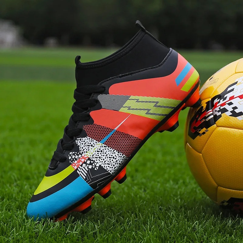 Hoge voetbalschoenen voor kinderen en tieners met lange gescheurde nagels Fly gebreide wedstrijdtrainingsschoenen gemaakt in China: Rood / 35