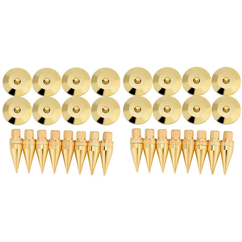 8 paar 6 x 36mm kupfer-lautsprecher-spike-isolationsständer + basis-pad-füße matte lautsprecher-isolation lautsprecher-isolationspads: 2 sätze