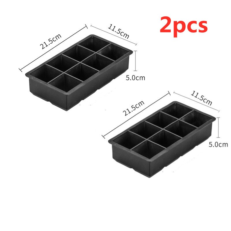 Perfect Ice Cube Silicone Cube Maker Form Cake Pudding Chocolate Molds Easy to Remove Ice Trays Fade Resistant: 8grids 2pcs
