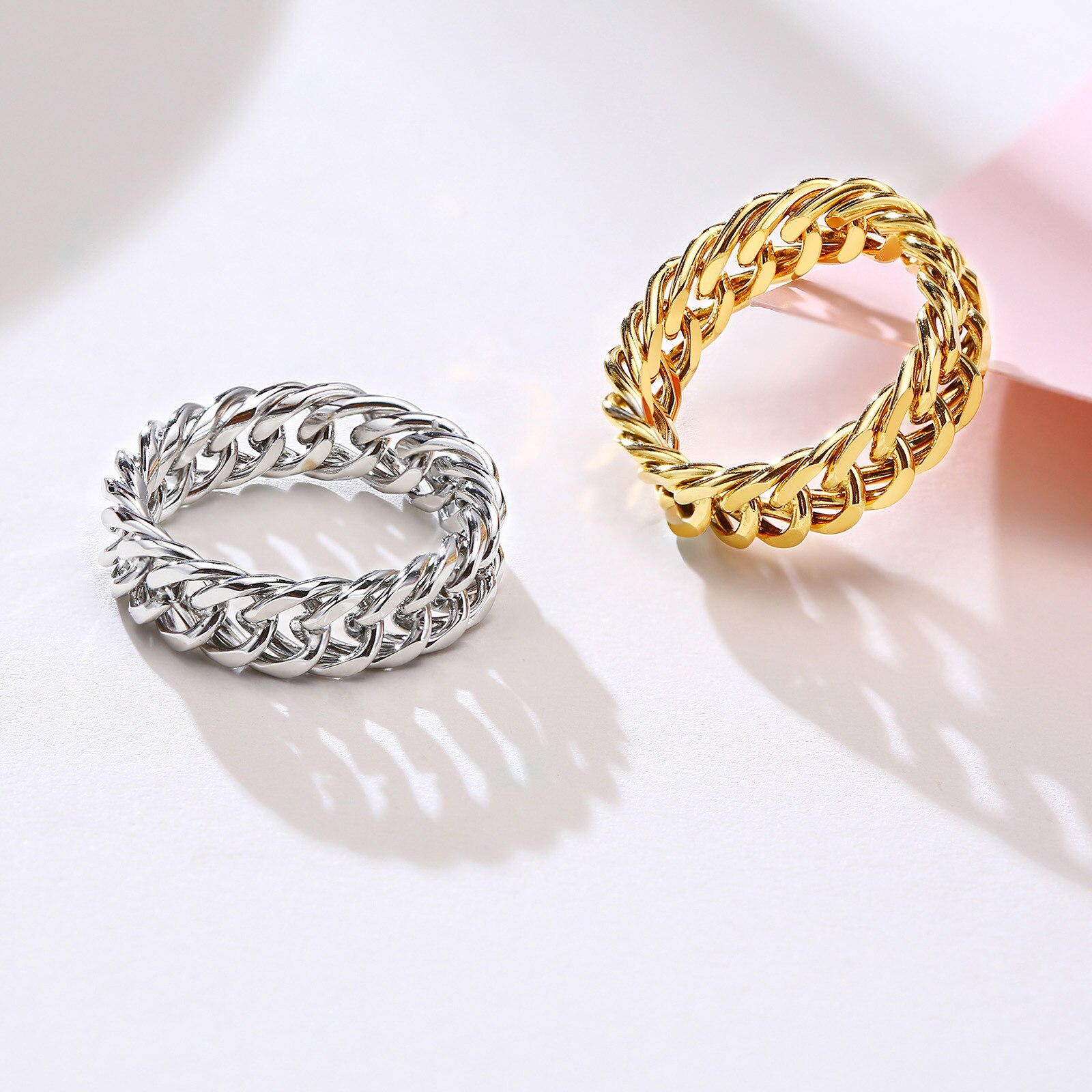 Chain Ring Roestvrij Stalen Ringen Voor Mannen Vrouwen Geometrische Roun Ring Vinger Ring Sieraden