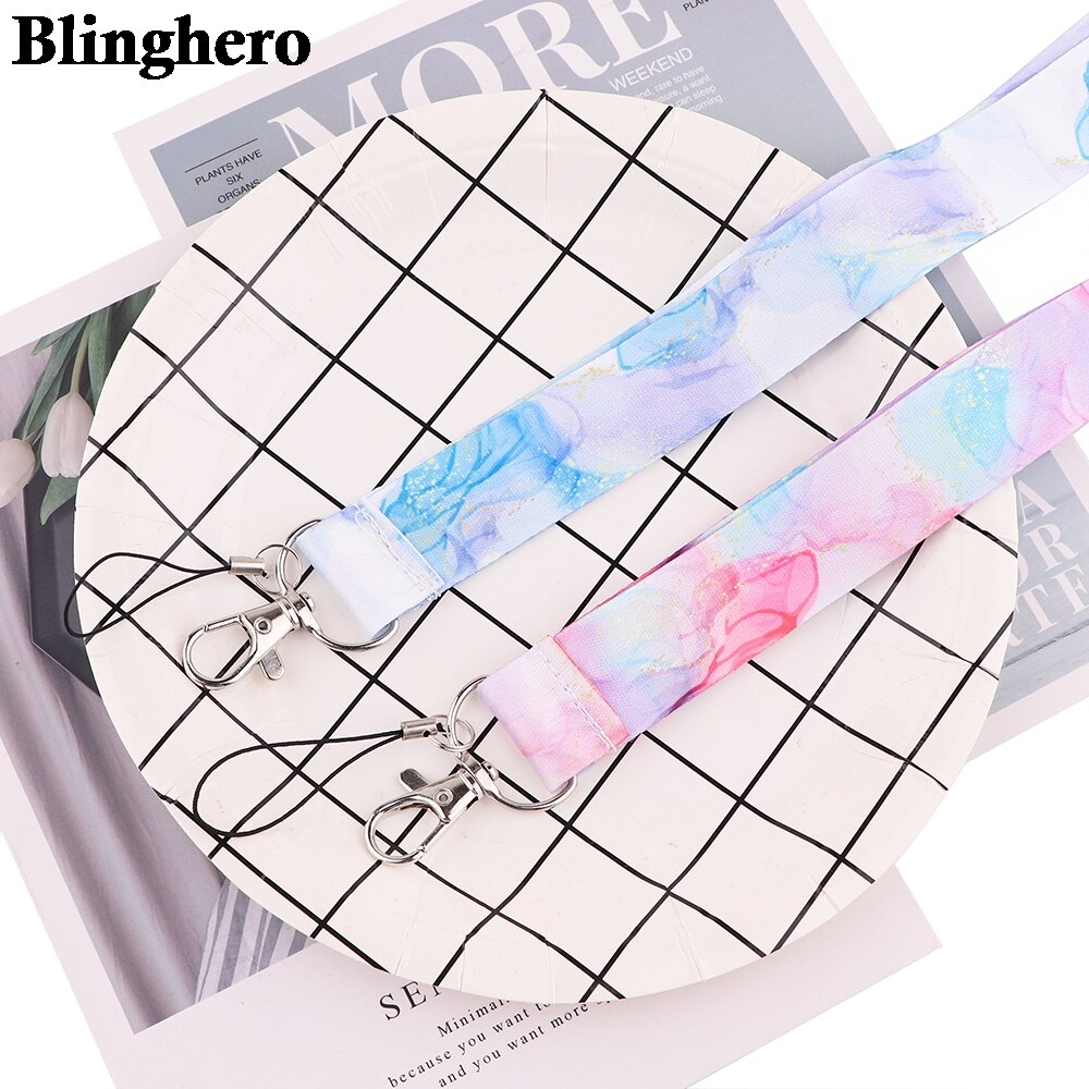 CB608 Marble Printing Neck Strap Keychain Lanyard For Keys Women ID Badge Holder Keycord DIY Hanging Rope Cell Phone Accessories