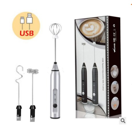 3 Modes Electric Handheld Milk Frother Blender With USB Charger Bubble Maker Whisk Mixer For Coffee Cappuccino: 3 in 1 Silver