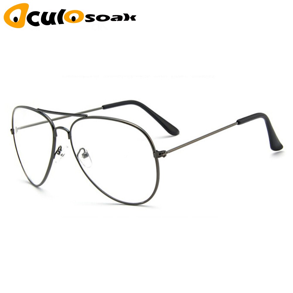 Classic Clear Glazen Goud Frame Vintage Zonnebril Vrouwen Mannen Optische Luchtvaart Brillen Transparant Clear Oculos De Grau: Gun gray