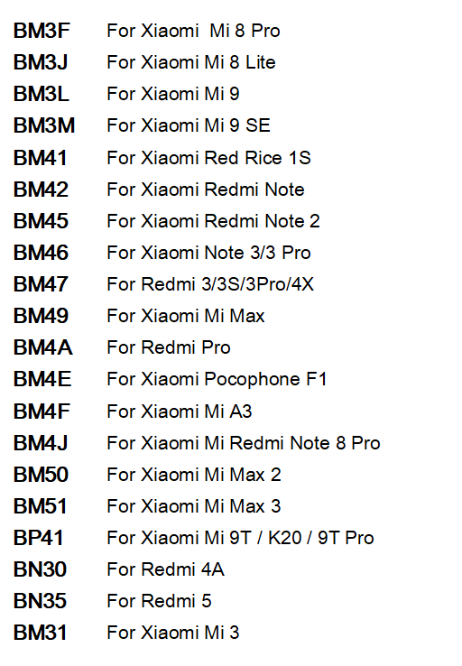 Nuova Batteria Originale per Xiaomi Pocophone F1 / Mi A1 A3 Max 2 3 1S 5S Redmi 3 5 5A 6 7 8 9 9SE 9T Nota Pro Lite