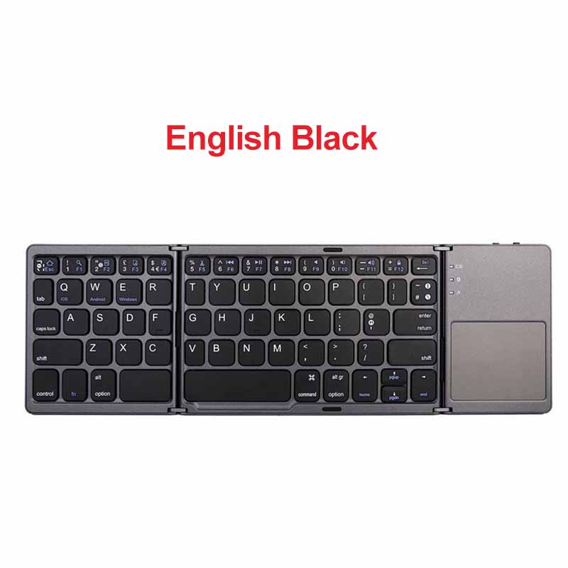 Neue Falten Bluetooth Mini Tastatur Drahtlose Tastatur mit Touchpad für Fenster,Android,ios Tablette Ipad Telefon: Englisch Schwarz