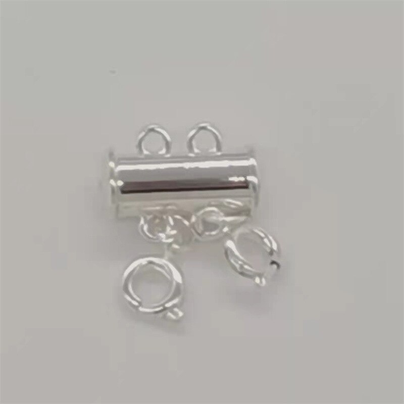 Gelaagde Ketting Spacer Sluiting, Magnetische Slide Sluiting Slot Ketting Connector Multi Strengen Schuif Tube Sluitingen: 2 rows silver