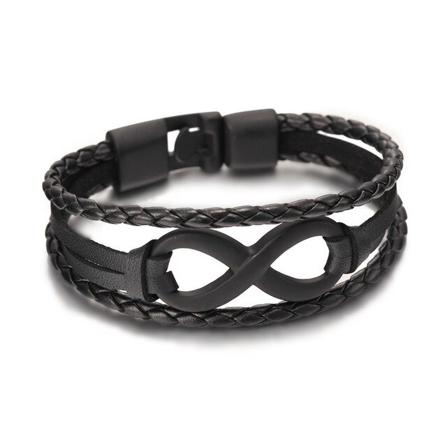 Sølvarmbånd med en uendelig kæde af læderarmbånd til mænd og kvinder med venskabsarmbånd: 406