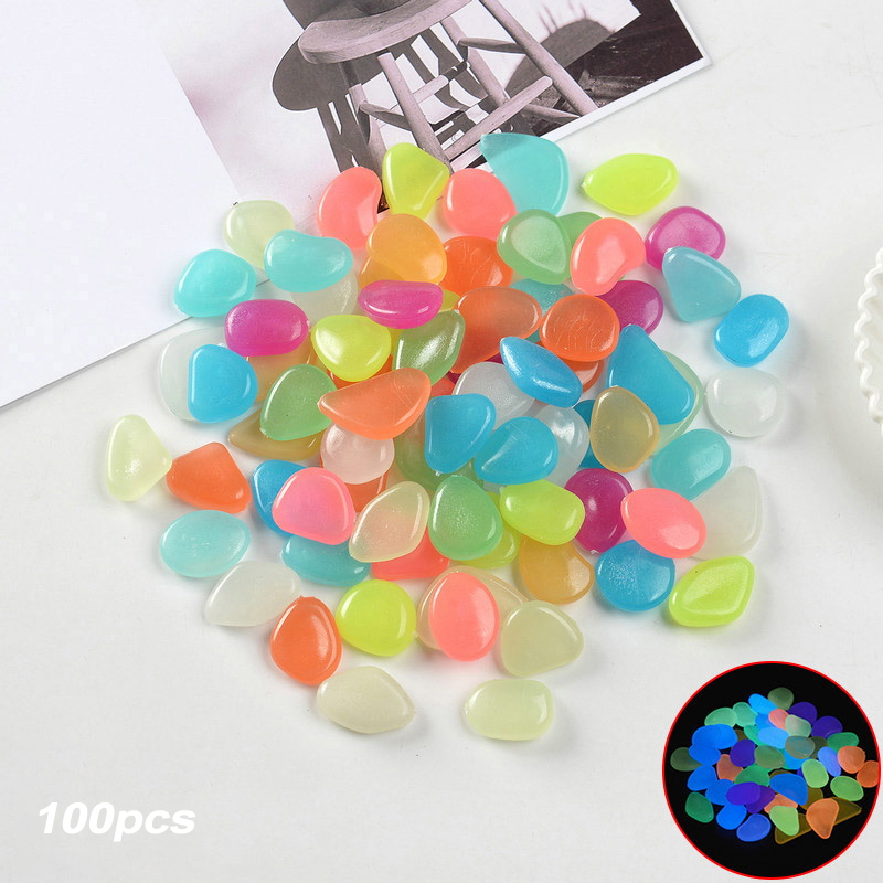 Garden Pebbles Stones for Yard Diy Decorative Luminous Stones Walkways Garden Decoration 100pcs C1: Mix color