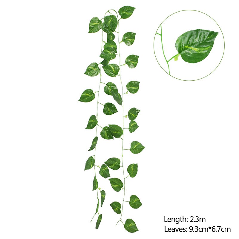 1/2/3/5pcs 2.3m Artificial Ivy Leaf Plants Vine Green Leaves Ivy Wedding Party Home Bedroom Flowers Rattan Wall Hanging Garlands: G03 / 1pcs