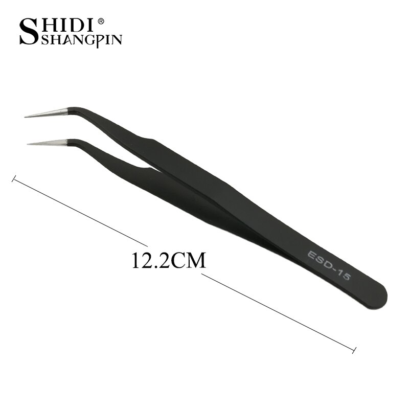 Pinza para extensión de pestañas, pinzas de maquillaje individuales de acero inoxidable, 1 Uds.: 1 pcs ESD-15