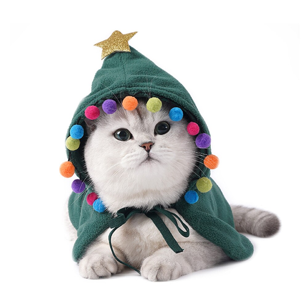 Schattig honden- en kattenkostuum, kerstmantel, halloween-kostuum, kattenkap, kleding geschikt voor kleine honden, huisdierfoto's, rekwisieten, accessoires
