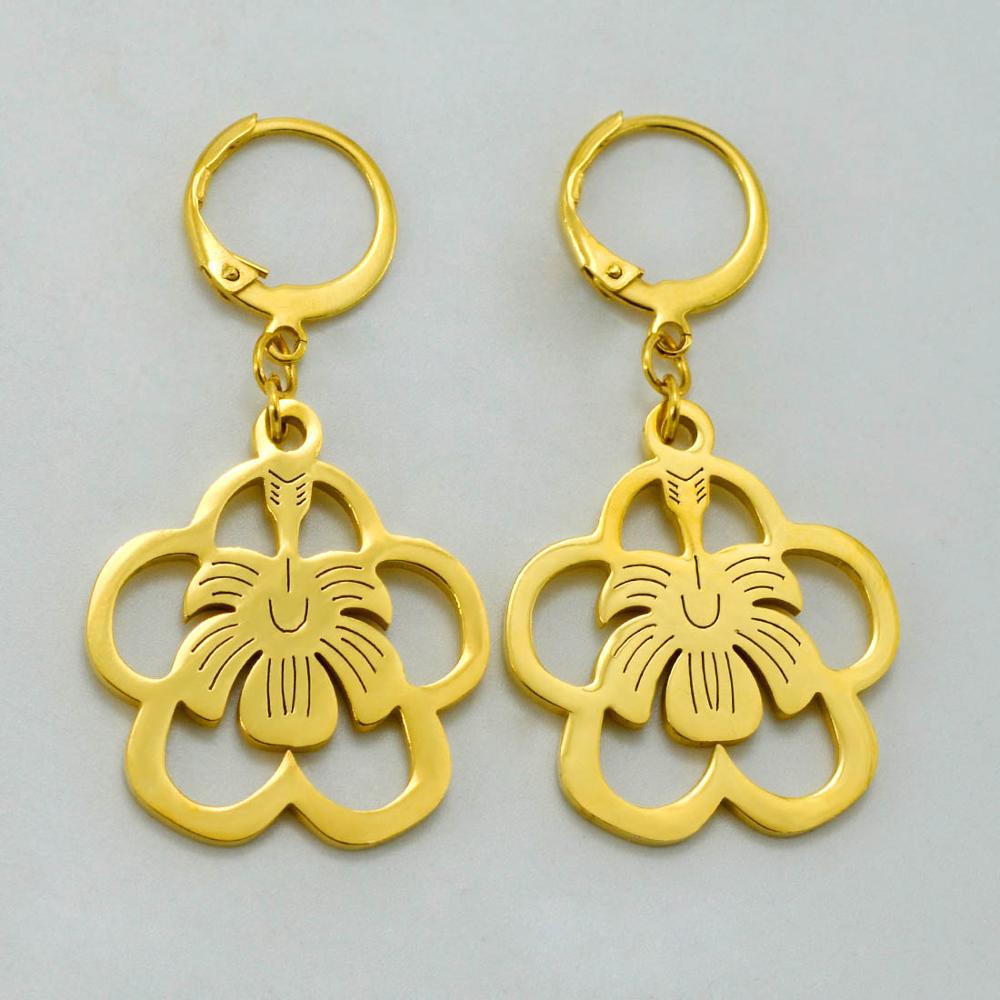 Kiribati Na Moda da Cor do ouro Brincos para Mulheres Meninas Com Flores Coração Forma Água-gota de Metal Presentes de Jóias Árabe # j0413