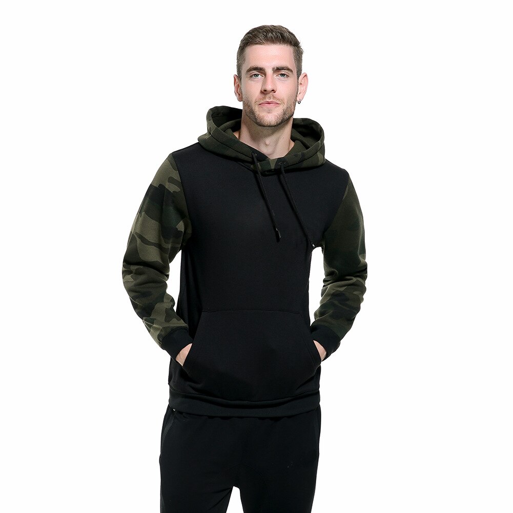 Suéter masculino camuflado com capuz, pulôver esportivo casual plus size para outono e inverno