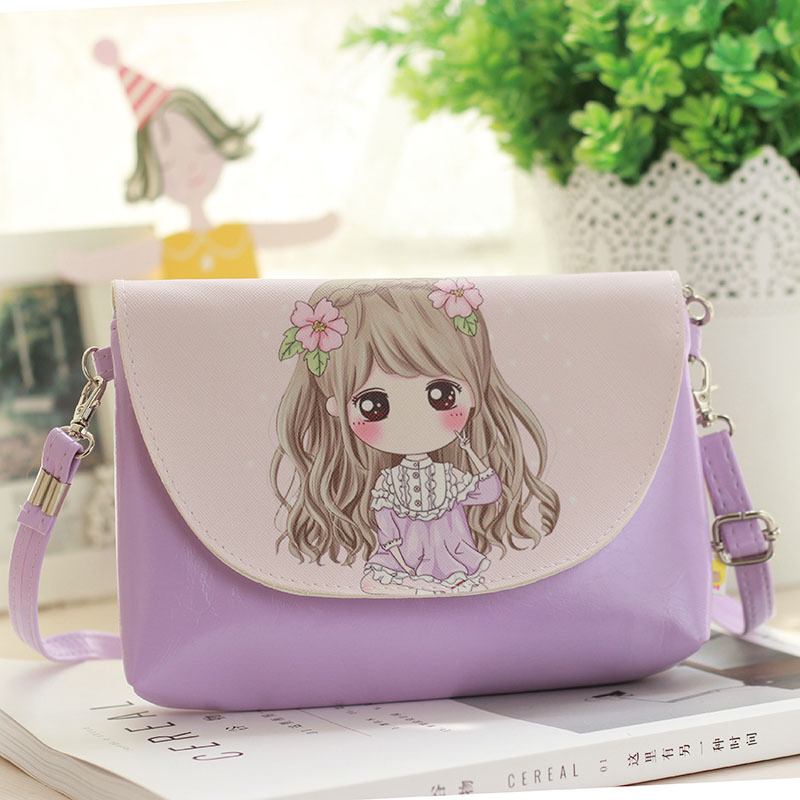 Kids Shoulder Bags Children Girls Messenger Bag Cartoon Printing Princess Handbag Mini PU Leather Crossbody Bags for Child