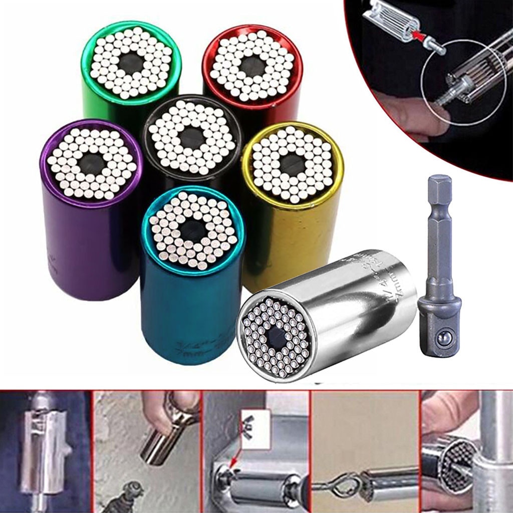 2Pcs Torque Wrench Head Set Universal Socket Sleeve adapter 7-19mm Power Drill Ratchet Bushing Spanner Key Grip Multi Hand Tools