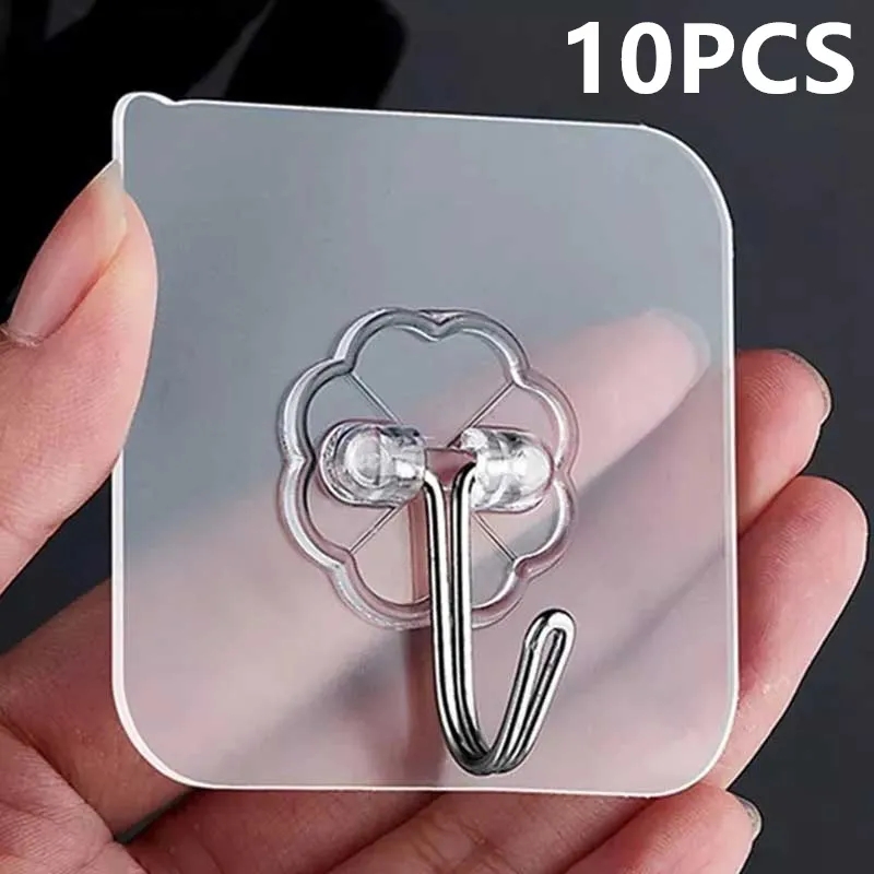 1 Stck 6x6cm transparent Starke Selbst Klebstoff Tür Zauberstab KleiderbüGel Haken Saug Schwere zuletzt Gestell Tasse Sauger für Küche Zubehör