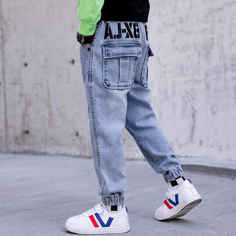 Brand big boy jeans children's spring wear boy long pants style of children's baggy jeans big pocket 15-12 year old