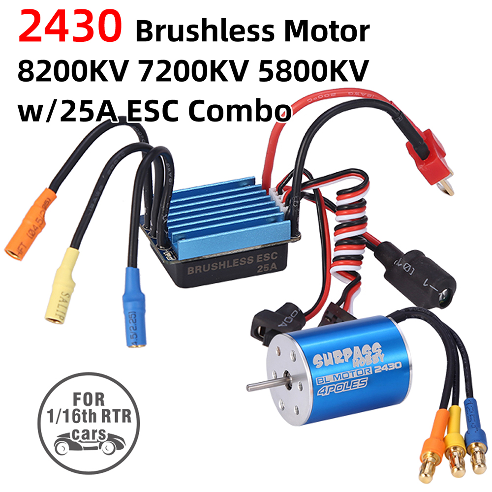 Surpass Hobby 2430 8200KV 7200KV 5800KV Motor y 25A ESC sin escobillas para 1/18 1/16 HSP Redcat Traxxas HPI Tamiya RC Car