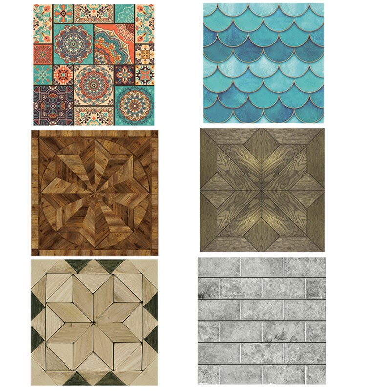 Imitación de cuero 3D flor en forma de pared azulejos adhesivos impermeable auto-adhesivo cocina baño Baño suelo calcomanías decoración del hogar