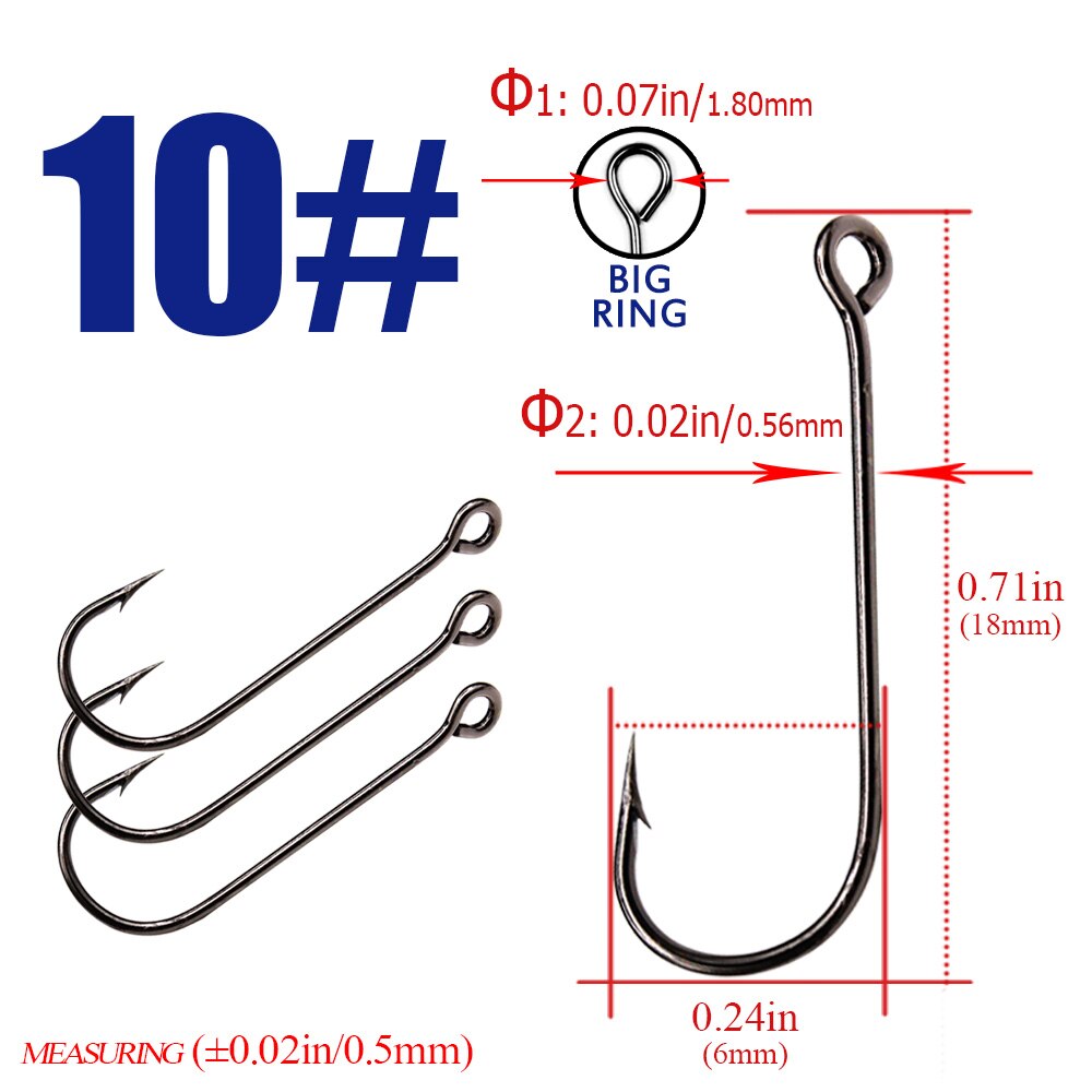10pcs / 30pcs fishing hooks with big eyes Fish Round Bent Joint Hook gamakatsu: size10 / 30pcs