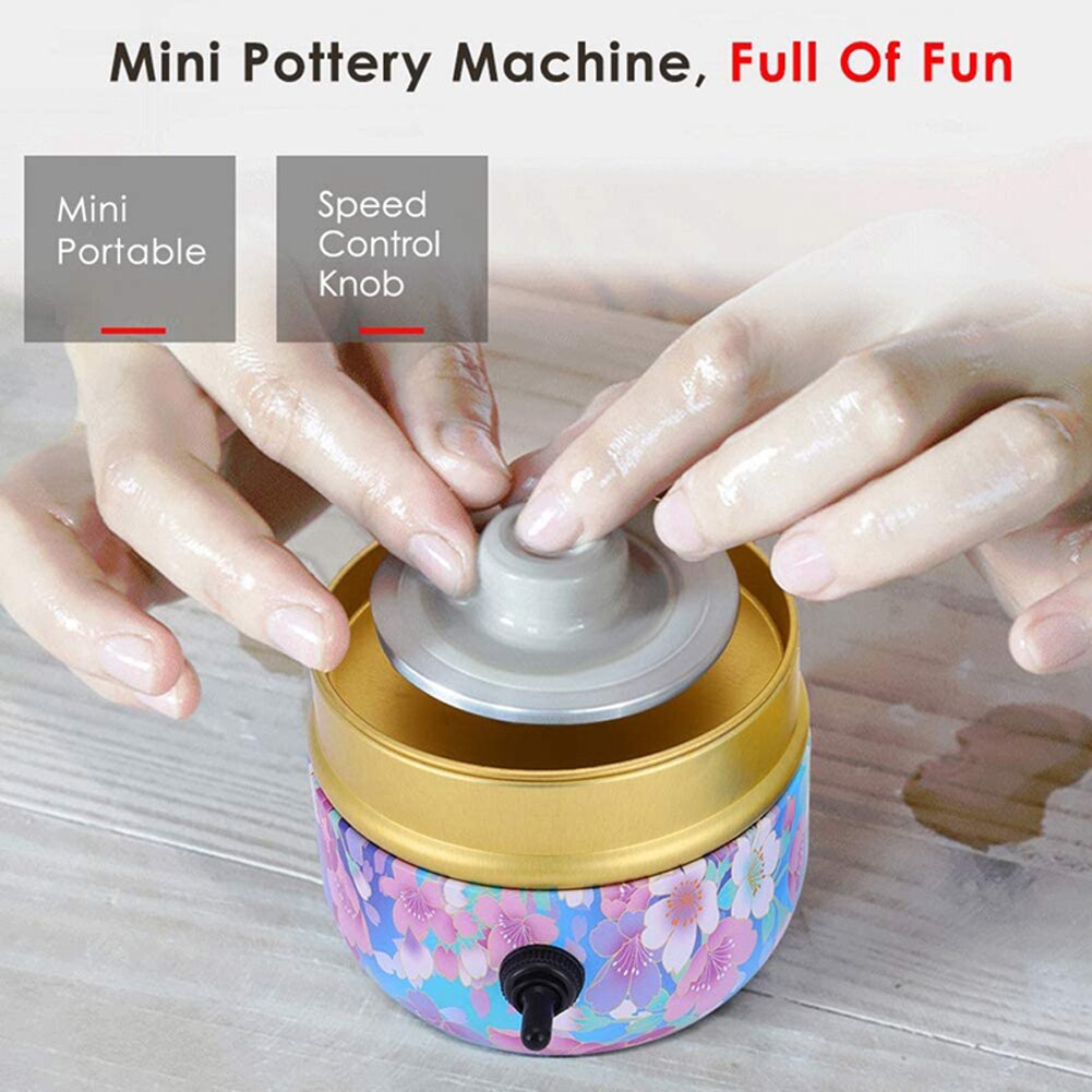 Mini Electric Pottery Wheel Ceramic Machine Pottery Wheel Machine Ceramic Shaping Tool Work Clay Art Craft Teaching DIY Machine